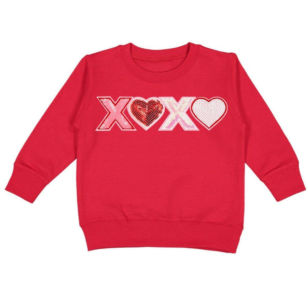 XOXO Sequin Patch Valentine's Day Sweatshirt - Kids Crewneck