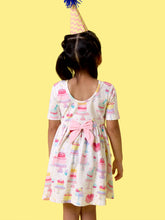 Load image into Gallery viewer, Girls Birthday Cake Party Short Sleeve Knit Twirl Dress