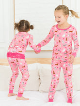 Load image into Gallery viewer, Girls Bamboo Viscose Puppy Playtime Ruffle Pajama Set