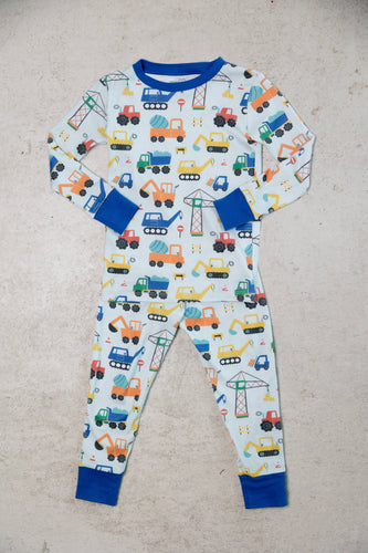 Construction Mint Long Sleeve Pajama Set