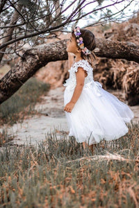 Layla White Flower Girl Dress