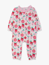 Load image into Gallery viewer, Baby Girls Holly Christmas Ornament Bows Knit Long Sleeve Ruffle Full Length Romper