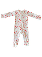 Load image into Gallery viewer, White Strawberry / Organic Pointelle 2-Way Zip Footie