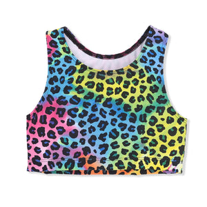 Rainbow Leopard Sports Bra Crop