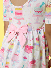 Load image into Gallery viewer, Girls Birthday Cake Party Short Sleeve Knit Twirl Dress