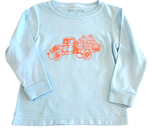 Long Sleeve Light Blue Truck with Pumpkins T-Shirt