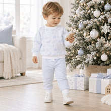 Load image into Gallery viewer, Holiday Toile Pullover Sweatshirt- White Light Blue