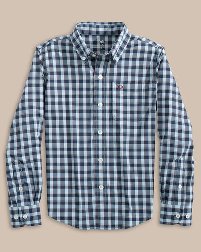 Dress Blue Boys Intercoastal Colleton Plaid Sport Shirt