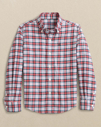Youth Long Sleeve MacDuff Tartan Sportshirt in Crab Red