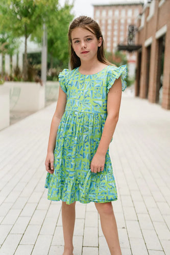 Girls Emma Ruffle Sleeve Dress