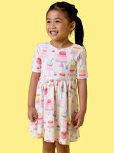 Load image into Gallery viewer, Girls Birthday Cake Party Short Sleeve Knit Twirl Dress