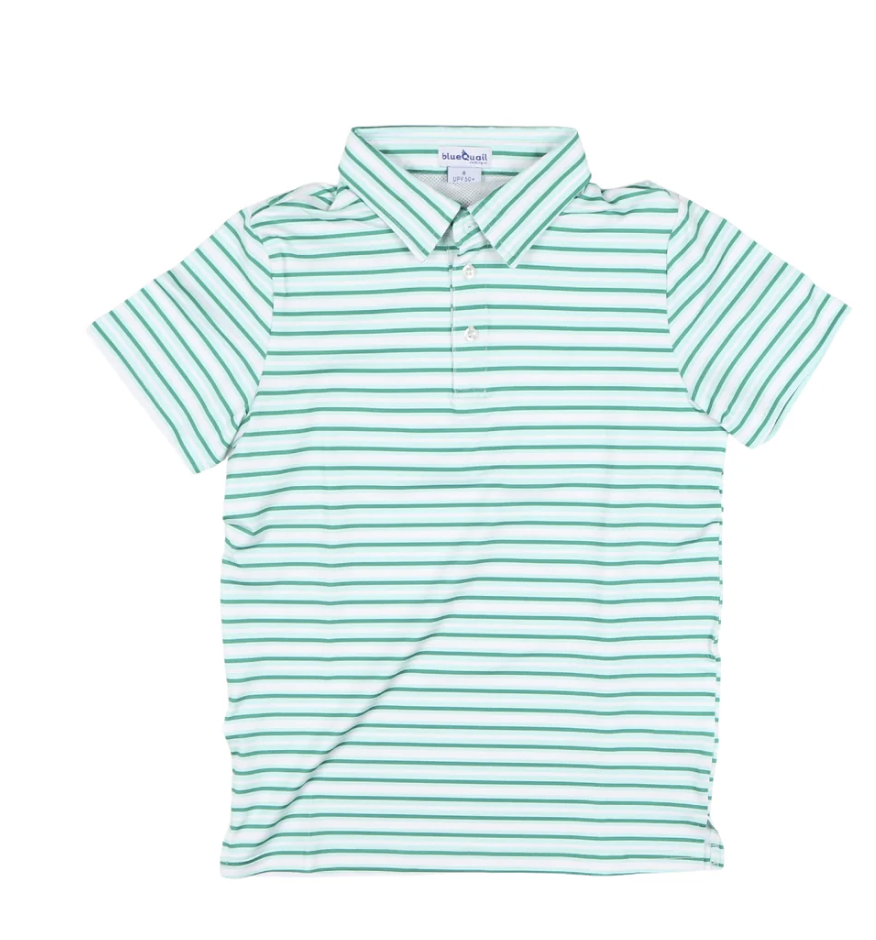 Emerald Stripe Polo Short Sleeve Shirt