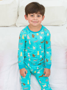 Boys Puppy Playtime Bamboo Viscose Long Sleeve Pajama Set