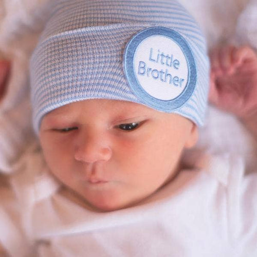 Blue & White Striped Little Brother Baby Hat