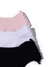 Load image into Gallery viewer, Scalloped Edge Sock 3-Pack- Pink/White/Black
