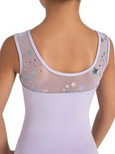 Load image into Gallery viewer, Girls Lavender Star Struck Mars Mesh Back Leotard