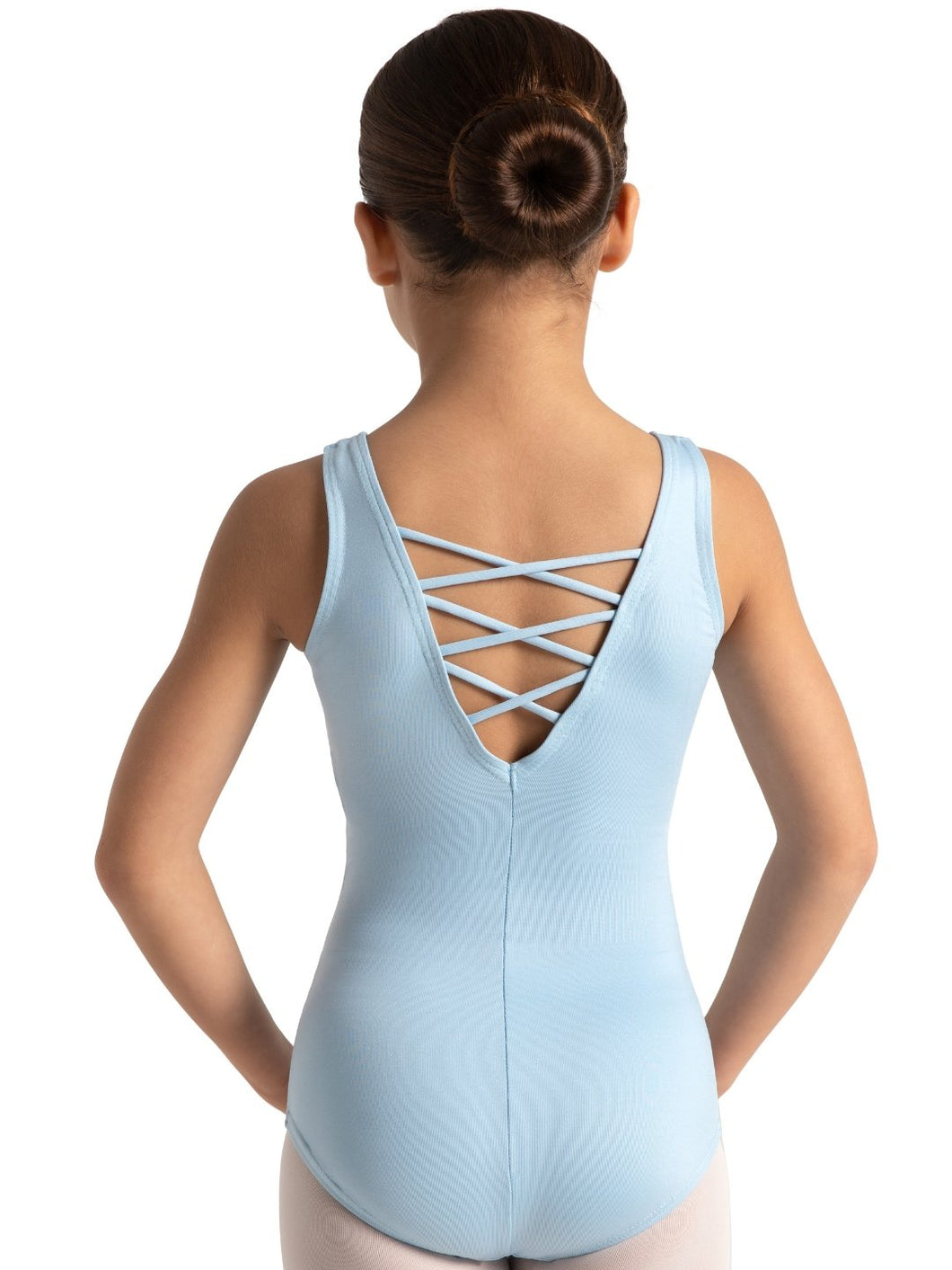 Light Blue Lattice Back Tank Leotard
