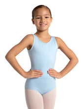 Load image into Gallery viewer, Light Blue Lattice Back Tank Leotard