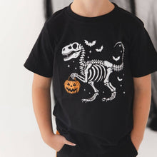 Load image into Gallery viewer, Dinosaur Skeleton Halloween Short Sleeve T-Shirt - Boys