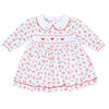 Load image into Gallery viewer, Red Chloe&#39;s Classics Smocked Collared Printed Long Sleeve Toddler Dress