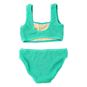 Green Crinkle Sporty Two Piece Bikini