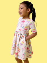 Load image into Gallery viewer, Girls Birthday Cake Party Short Sleeve Knit Twirl Dress