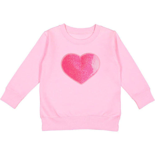 Heart Sequin Patch Valentine's Day Sweatshirt - Pink - Kids