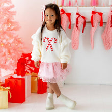 Load image into Gallery viewer, Candy Cane Scalloped Tutu Skirt - Kids Clothing - Holiday