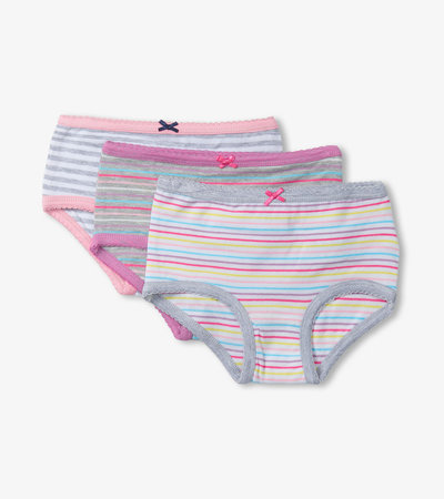Vibrant Stripes Girls Brief Underwear 3 Pack