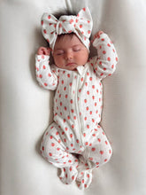 Load image into Gallery viewer, White Strawberry / Organic Pointelle 2-Way Zip Footie
