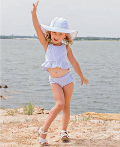 Kids Periwinkle Blue Seersucker Swim Hat