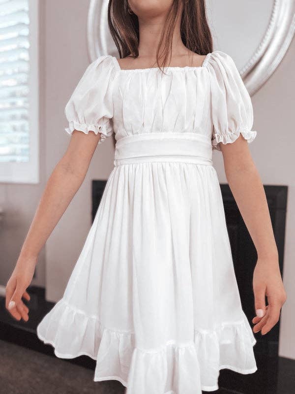 Emilia Girls White Dress Knee Length – Ragamuffin Children's Boutique Emilia Girls White Dress Knee Length – Ragamuffin Children's Boutique