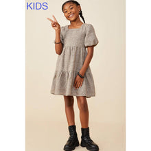 Load image into Gallery viewer, Girls Square Neck Textured Knit Sleeve Dress
