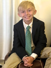 Load image into Gallery viewer, Highland Stripe Blue Green Stripe Child Tween Adult Necktie