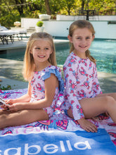 Load image into Gallery viewer, Girls Pink Lobster Lagoon Long Sleeve Rash Guard 2-Piece Swimsuit with Signature Rear Ruffles