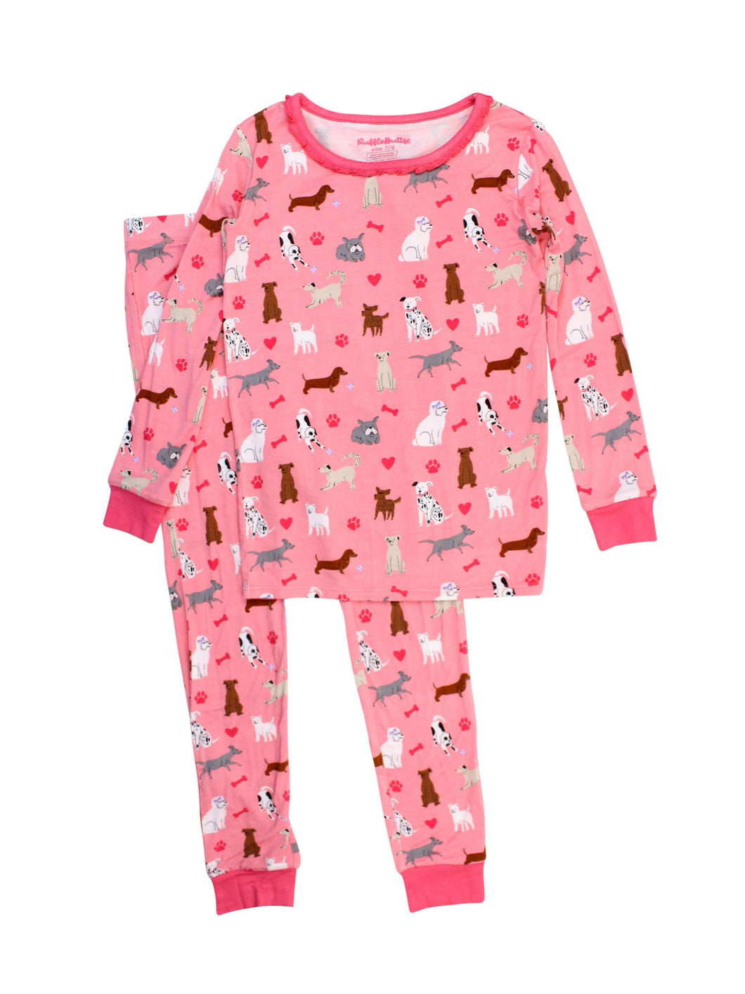 Girls Bamboo Viscose Puppy Playtime Ruffle Pajama Set