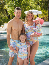 Load image into Gallery viewer, Baby Girls Beach Day Long Sleeve One Piece Rash Guard Swimsuit with Signature Rear Ruffles