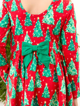 Load image into Gallery viewer, Girls O Christmas Tree Knit Long Sleeve Twirl Dress