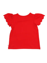 Load image into Gallery viewer, Girls Red Knit Short Sleeve Scallop Tee