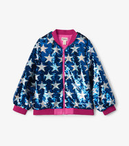 Load image into Gallery viewer, Star Power Sequins Bomber Jacket Blue Quartz