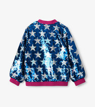 Load image into Gallery viewer, Star Power Sequins Bomber Jacket Blue Quartz