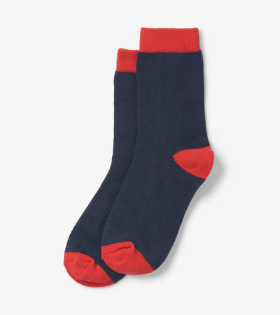 Navy & Red Crew Socks