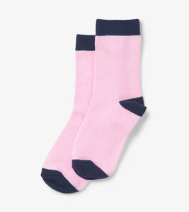 Pink & Navy Crew Socks