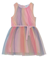 Load image into Gallery viewer, Sleeveless Dress Rainbow Mesh with Belt