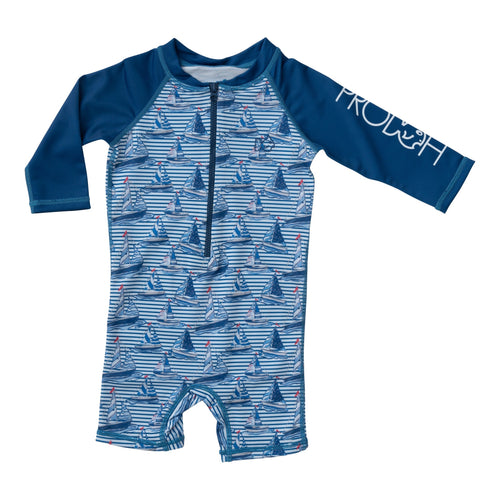 Lil Reef One Piece Rashguard-Sail Boat Stripe