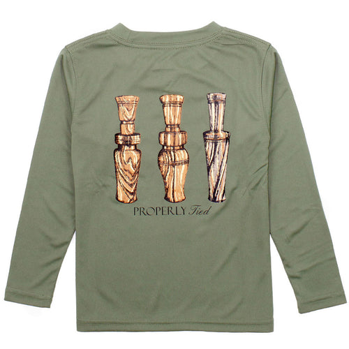 Olive Boys Duck Calls Long Sleeve T-Shirt