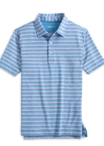 Blue Astrid Striped Jersey Performance Polo