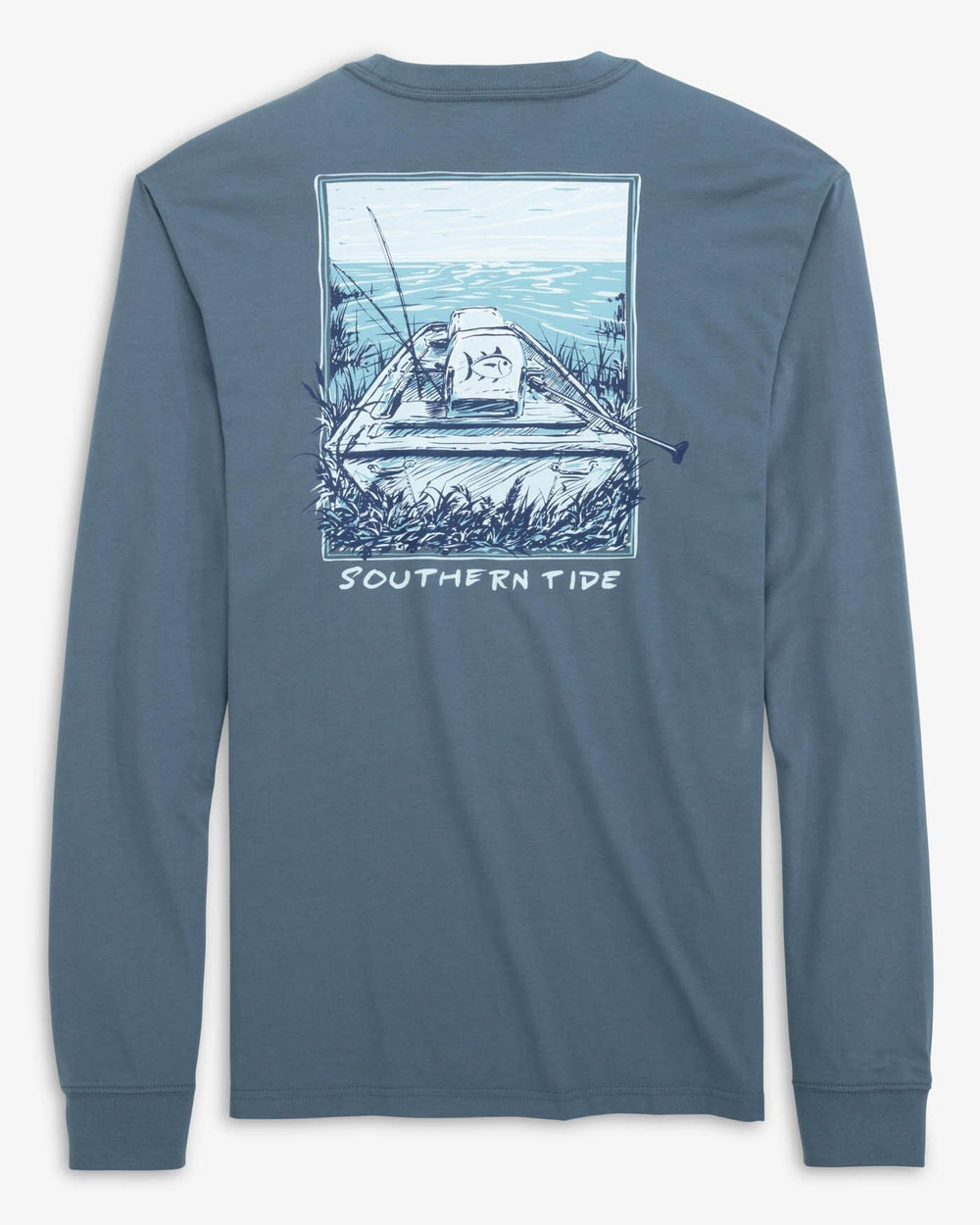 Jon Boat Fishing Long Sleeve T-Shirt Blue Haze