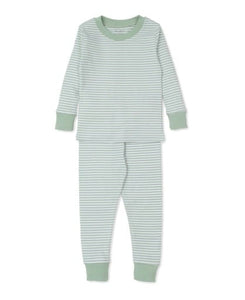 Green Big Hearted Bears Striped Snug Pajama Set