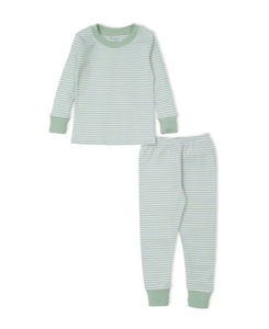 Green Big Hearted Bears Striped Snug Pajama Set